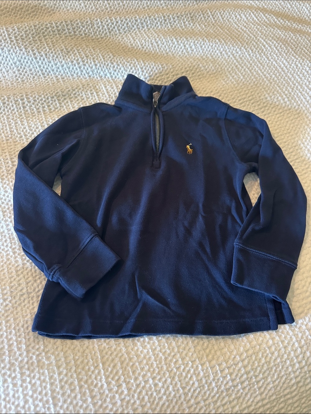 Ralph Lauren Navy Half-Zip thin sweater with multi Pony